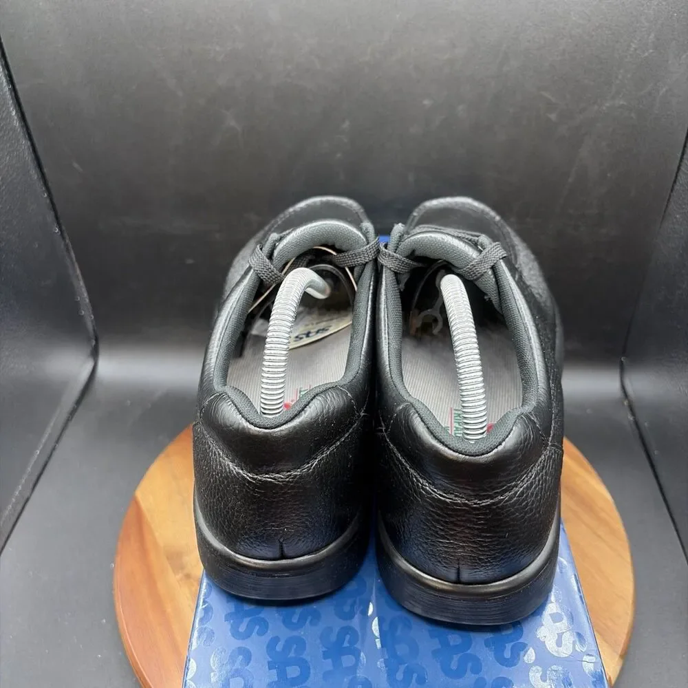SAS Bout Time Black Leather Mens Size 11.5 S Moc Toe Comfort Loafers Shoes